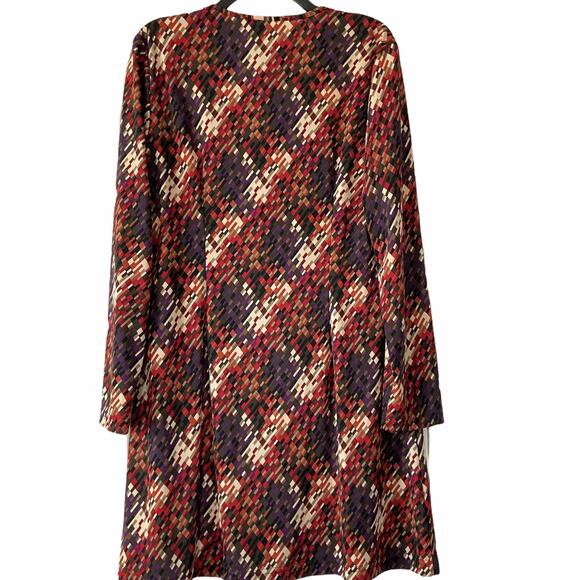 Connected Apparel Dress Women's Large Brown Red Multicolor Long Sleeve Dress - Picture 2 of 11